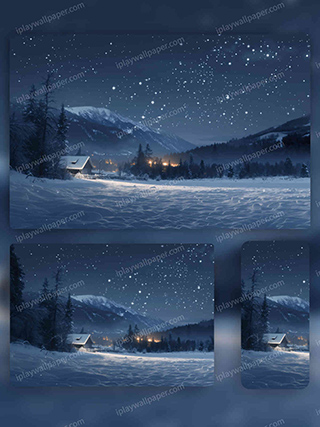 雪地木屋夜景治愈系免费手机壁纸 | 高清4k | 手机电脑桌面壁纸 共4张