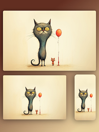 铅笔画线条猫咪卡通免费壁纸 | 高清4k | 手机电脑平板壁纸 | 共4张