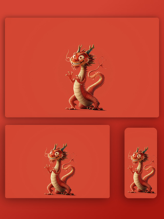 中国风卡通小红龙免费壁纸 | 高清4k | 手机电脑平板壁纸 | 共4张