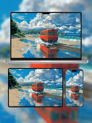 宫崎骏治愈系火车风景壁纸免费下载 | 高清4k手机电脑平板壁纸 | 共4张